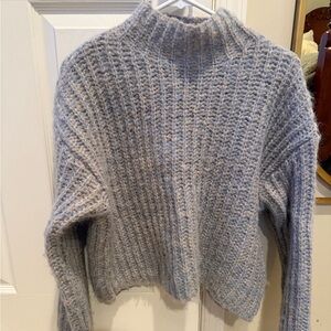 Aqua Soft Blue/gray Mock neck Sweater